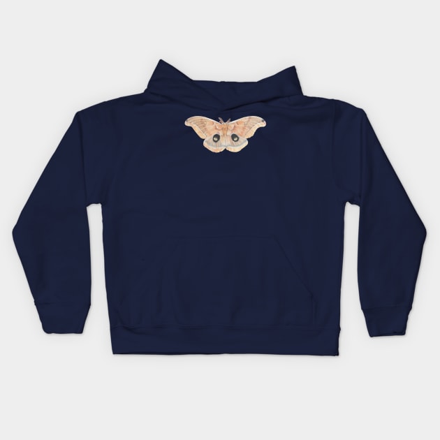 Polyphemus Moth Insect Themed Entomology Drawing Kids Hoodie by Kassi Skye